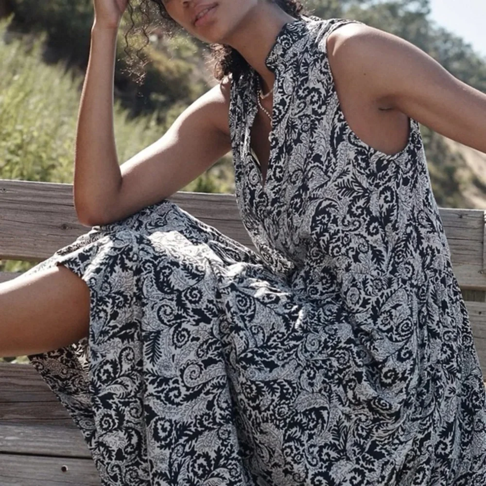 Maeve by Anthropologie Marya Tiered Boho Floral Paisley Lightweight Maxi Dress
